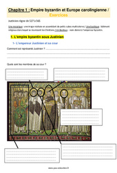 Byzance et l’Europe carolingienne - Exercices avec les corrigés : 1ere Secondaire - PDF à imprimer