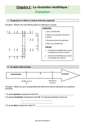 La révolution néolithique - Examen Evaluation avec les corrections : 6eme Primaire - PDF à imprimer