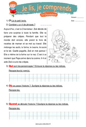 La Chandeleur - Mes premiers pas en lecture - Niveau 1 : 1ere, 2eme Primaire - PDF à imprimer
