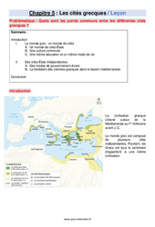 Les cités grecques - Cours : 6eme Primaire - PDF à imprimer
