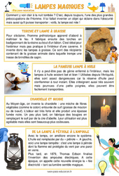 Lampes magiques - Lecture documentaire : 2eme, 3eme Primaire - PDF à imprimer