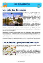 Epopée des dinosaures - Exercices - Sciences : 5eme Primaire - PDF à imprimer