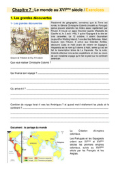 Le monde au XVIème siècle - Exercices avec les corrigés : 1ere Secondaire - PDF à imprimer