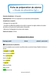 Le son [g] - Phonologie - Séquence - Fiche de préparation : 2eme, 3eme Primaire - PDF à imprimer