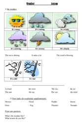 Le temps qu’il fait - weather - Cours, Leçon - Anglais : 3eme, 4eme, 5eme Primaire - PDF gratuit à imprimer