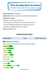 Le son O ouvert et le son O fermé - Phonologie - Séquence - Fiche de préparation : 2eme, 3eme Primaire - PDF à imprimer