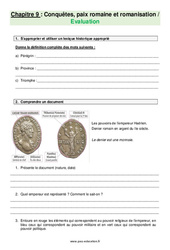 Conquêtes, paix romaine et romanisation - Examen Evaluation avec les corrections : 6eme Primaire - PDF à imprimer