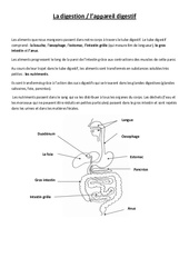 La digestion - l'appareil digestif - Cours, Leçon - Sciences : 3eme, 4eme Primaire - PDF gratuit à imprimer