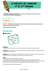 Le présent de l’indicatif 1er ème groupe - Séquence - Fiche de préparation : 4eme Primaire - PDF à imprimer
