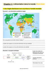 L’alimentation dans le monde - Exercices avec les corrigés : 1ere Secondaire - PDF à imprimer