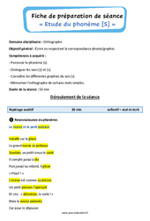 Le son [S] - Phonologie - Séquence - Fiche de préparation : 3eme, 4eme Primaire - PDF à imprimer