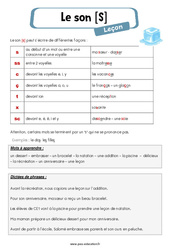 Le son [S] - Phonologie - Cours, Leçon : 3eme, 4eme Primaire - PDF gratuit à imprimer
