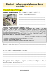 La France dans la Seconde Guerre mondiale - Exercices avec les corrigés : 3eme Secondaire - PDF à imprimer