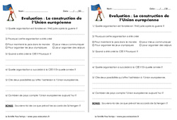 Construction de l'Union européenne - Examen Evaluation : 5eme Primaire - PDF à imprimer