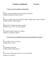 Multiplicatifs - Problèmes - Exercices -   2 : 3eme Primaire - PDF à imprimer