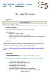 Séquence - Fiche de préparation Hier - Aujourd'hui - Demain - Séquence - Fiche de préparation : 1ere Primaire - PDF à imprimer