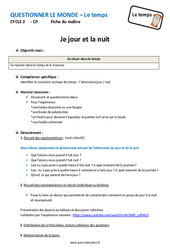 Séquence - Fiche de préparation Jour - Nuit - Séquence - Fiche de préparation : 1ere Primaire - PDF à imprimer
