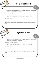 Jour - Nuit - Cours, Leçon : 1ere Primaire - PDF gratuit à imprimer