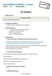Séquence - Fiche de préparation Semaine - Séquence - Fiche de préparation : 1ere Primaire - PDF à imprimer
