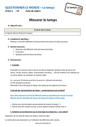 Séquence - Fiche de préparation Mesurer le temps - Séquence - Fiche de préparation : 1ere Primaire - PDF à imprimer