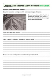 La Seconde Guerre mondiale - Examen Evaluation avec les corrections : 3eme Secondaire - PDF à imprimer