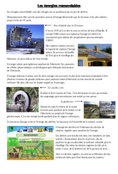 Energies renouvelables - Exercices - Sciences : 4eme, 5eme Primaire - PDF à imprimer