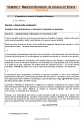Napoléon, du Consulat à l’Empire - Exercices avec les corrigés : 2eme Secondaire - PDF à imprimer
