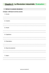La révolution industrielle - Examen Evaluation avec les corrections : 2eme Secondaire - PDF à imprimer