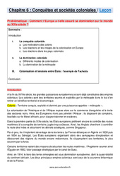 Conquêtes et sociétés coloniales - Cours : 2eme Secondaire - PDF à imprimer
