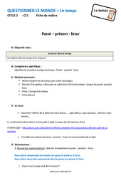 Séquence - Fiche de préparation Passé - Présent - Futur - Séquence - Fiche de préparation - Le temps : 2eme Primaire - PDF à imprimer