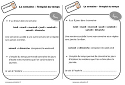 Semaine - Emploi du temps - Cours, Leçon : 2eme Primaire - PDF gratuit à imprimer