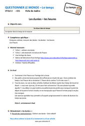 Séquence - Fiche de préparation Durées - Heures - Séquence - Fiche de préparation : 2eme Primaire - PDF à imprimer