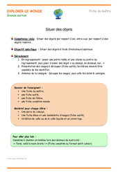Situer des objets - Séquence - Fiche de préparation : 3eme Maternelle - Cycle Fondamental - PDF à imprimer