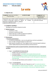 Vote - Séquence - Fiche de préparation : 3eme Primaire - PDF à imprimer