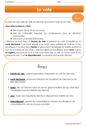 Vote - Cours, Leçon : 3eme Primaire - PDF gratuit à imprimer