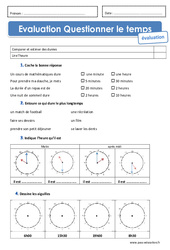 Durées, heures, minutes - Examen Evaluation : 2eme Primaire - PDF à imprimer