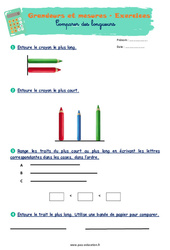 Comparer des longueurs - Exercices corrigés : 1ere Primaire - PDF à imprimer