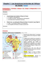 Les dynamiques territoriales de l’Afrique de l’Ouest - Cours : 2eme Secondaire - PDF à imprimer