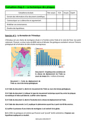 La tectonique des plaques - Examen Evaluation avec les corrigés : 3eme Secondaire - PDF à imprimer