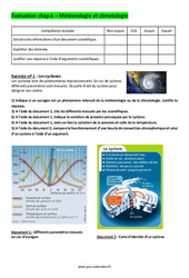 Météorologie et climatologie - Examen Evaluation avec les corrigés : 1ere Secondaire - PDF à imprimer