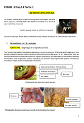 Les besoins des animaux et des végétaux - Séquence complète : 1ere Secondaire - PDF à imprimer