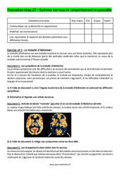 Système nerveux et comportement responsable - Examen Evaluation avec les corrigés : 3eme Secondaire - PDF à imprimer