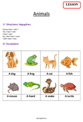 Animals - Cours, Leçon d'anglais  - Séquence 8 - My English Pass : 1ere, 2eme Primaire - PDF gratuit à imprimer