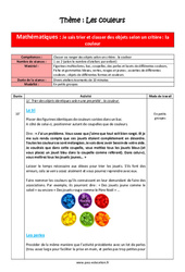 Mathématiques - Les couleurs - Séquence complète : 1ere Maternelle - Cycle Fondamental - PDF à imprimer