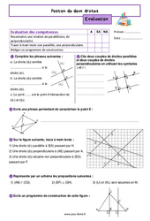 Position de deux droites - Examen Evaluation de géométrie pour la  : 6eme Primaire - PDF à imprimer