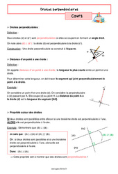 Droites perpendiculaires - Cours de géométrie pour la  : 6eme Primaire - PDF à imprimer