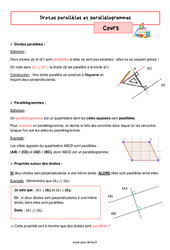 Droites parallèles et parallélogrammes - Cours de géométrie pour la  : 6eme Primaire