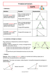Triangles particuliers - Cours de géométrie pour la  : 6eme Primaire