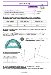 Mesurer un angle - Examen Evaluation de géométrie pour la  : 6eme Primaire - PDF à imprimer