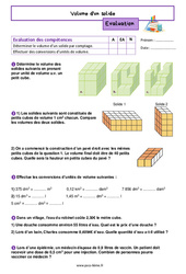 Volume d'un solide - Examen Evaluation de géométrie pour la  : 6eme Primaire - PDF à imprimer